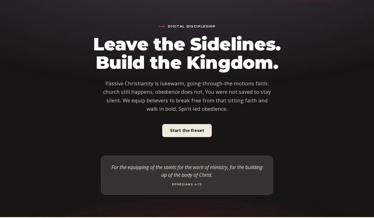Be Kingdom Builders website, desktop