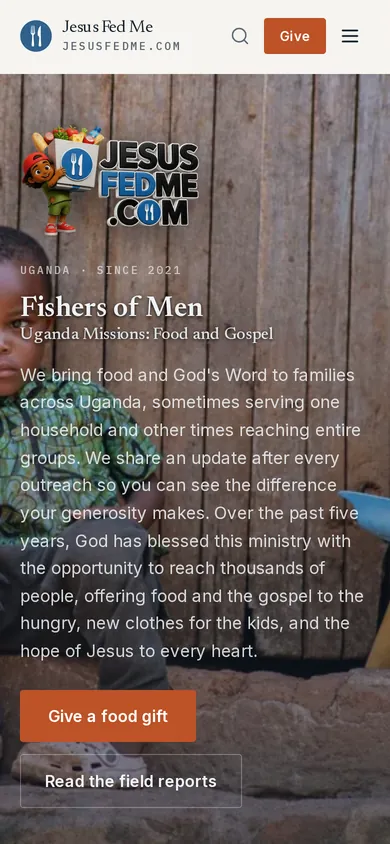 The Jesus Fed Me website on a phone, a site we built