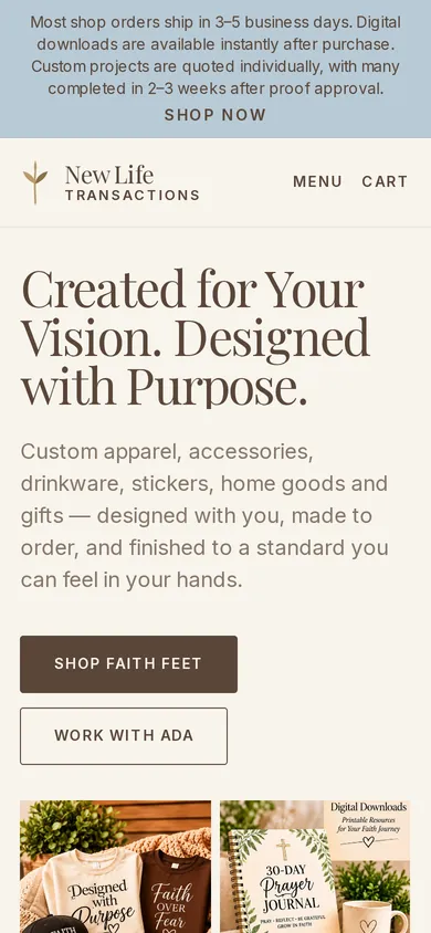 New Life Transactions website, phone