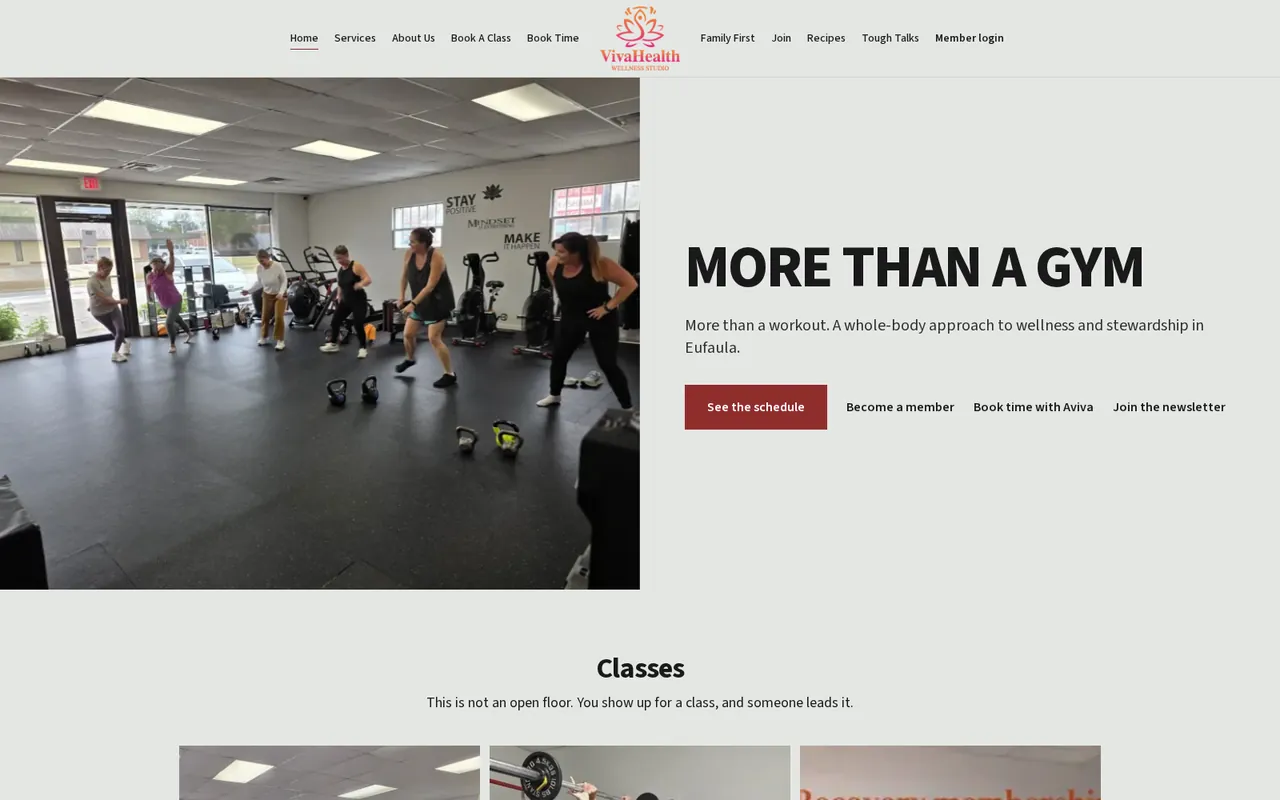 Viva Health Studio website, desktop